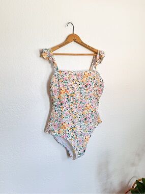 Kona Sol Floral One-Piece Swimsuit - Pink, Orange & Green